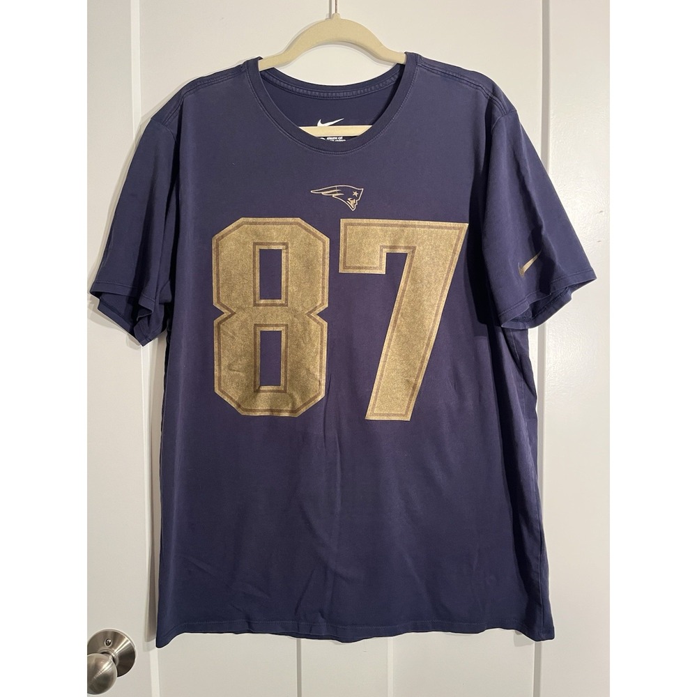 Nike New England Patriots Rob Gronkowski #87 T Shirt Mens XL Blue Gold NFL